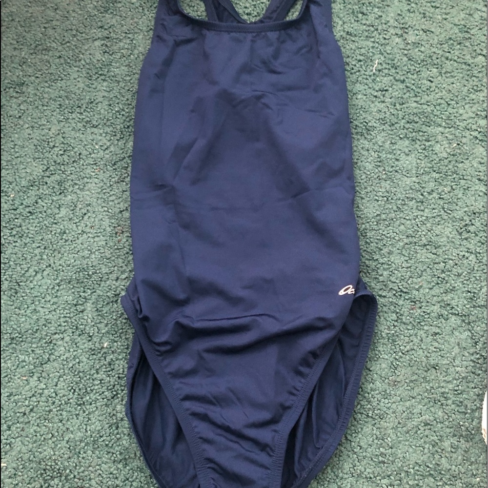 navy blue one piece swim suit